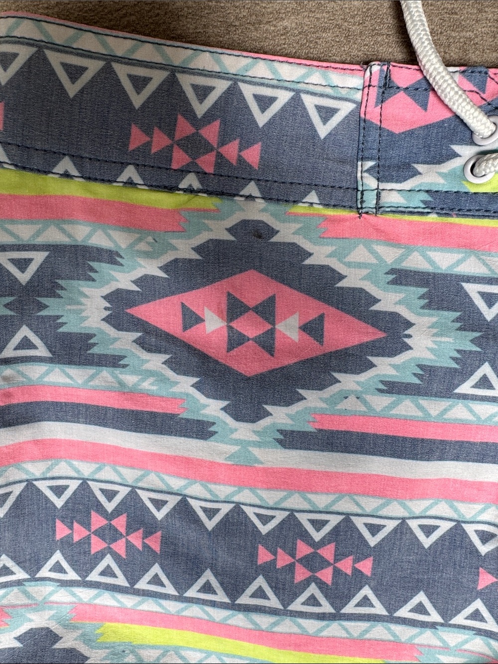 chubbies Aztec Swim Shorts in Blue, Pink, Neon Yellow - Picture 8 of 11